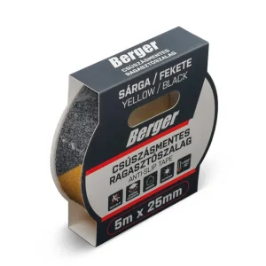 Pénzvisszafizetés BERGER csúszásmentes ragasztószalag 5mx25mm/0,8mm sárga/fekete