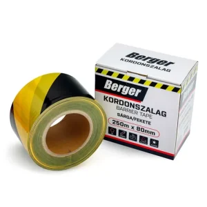 Prémium BERGER kordonszalag PE 250mx80mm/0,04mm sárga/fekete
