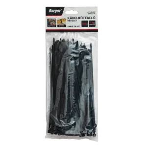 Expressz szállítás BERGER kábelkötegelő, UV fekete 2,5x100mm 100db EN62275