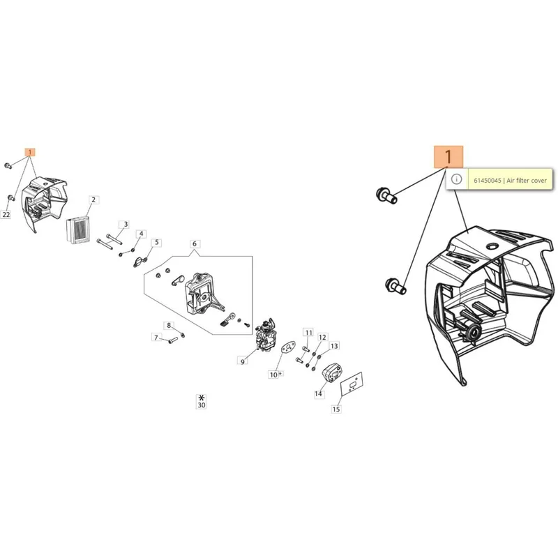 Oleo-Mac BCH 250, BCH 400 - II. Series légszűrőfedél Akció
