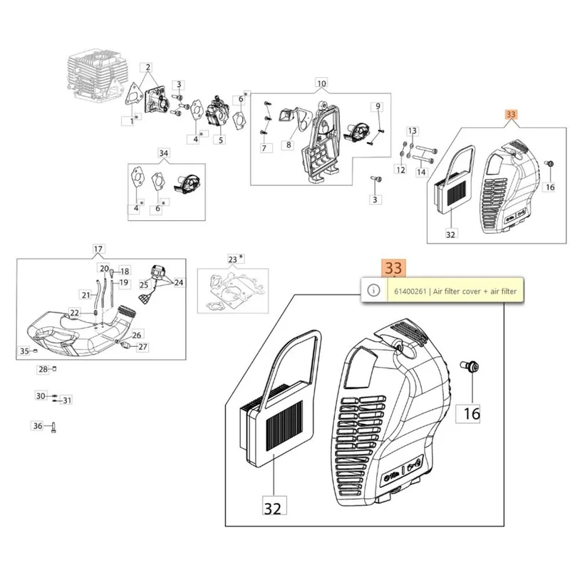 Korlátozott ajánlat Oleo-Mac BC530 - BC550 légszűrő fedél - légszűrőbetét