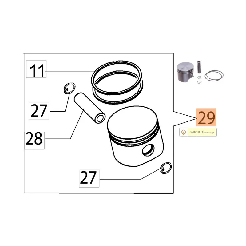 Oleo-Mac GS 440 - II. Series dugattyú - 12mm csapszeg Prémium