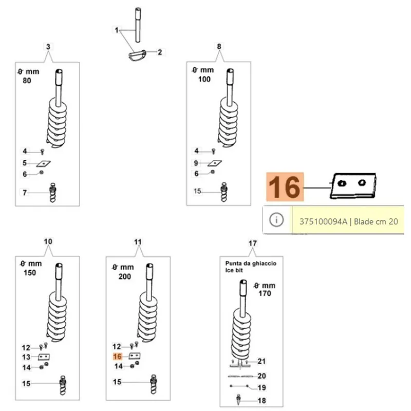 Autentikus Oleo-Mac MTL fúrószár kés 20 cm