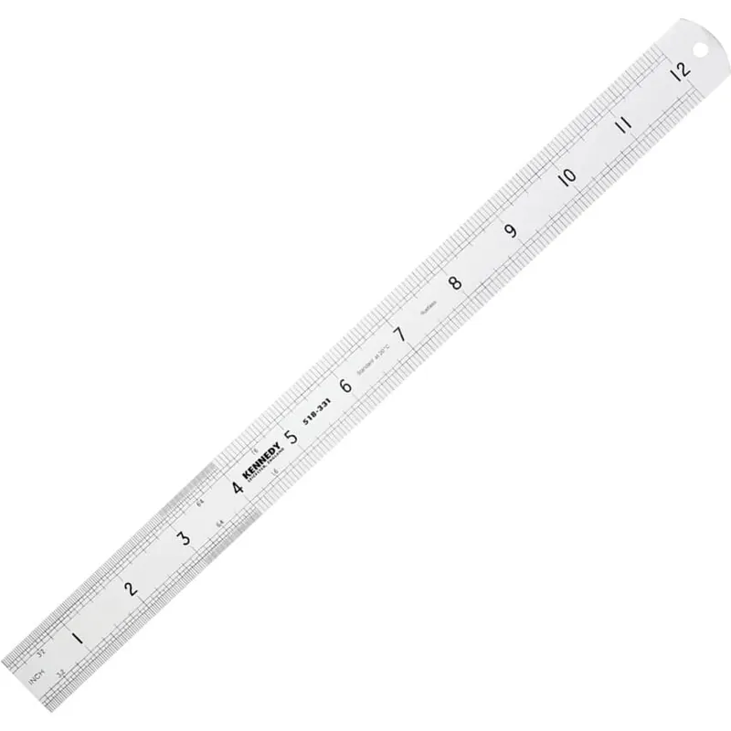 Autentikus 300MM/12" MEREV ROZSDAMENTES VONALZÓ LEKEREKÍTETT VÉGGEL