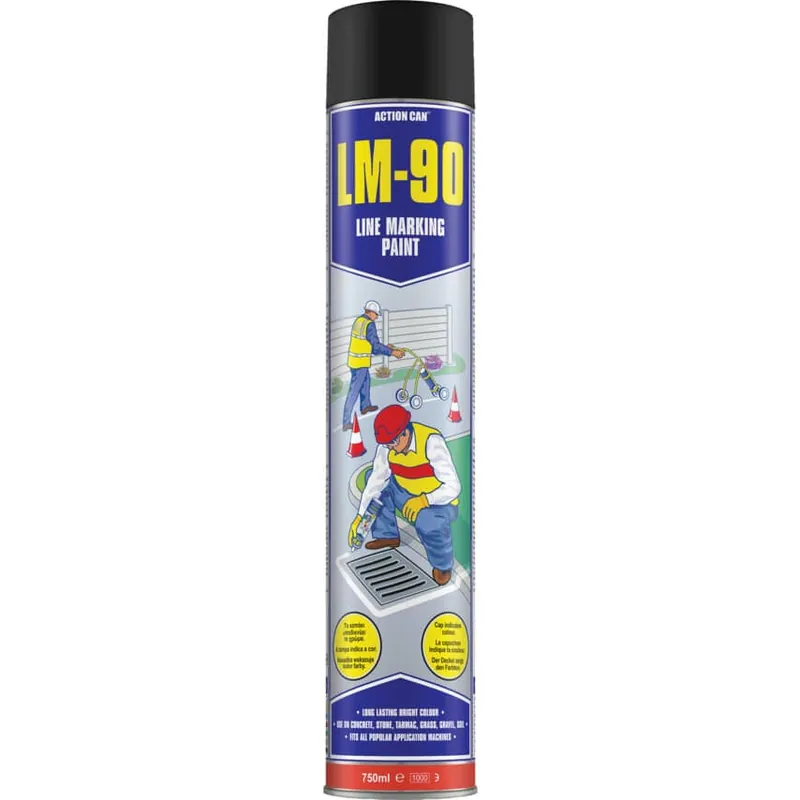 Pénzvisszafizetés LM-90 VONALJELÖLŐ FESTÉKSPRAY, 750 ML FEKETE RAL 9004